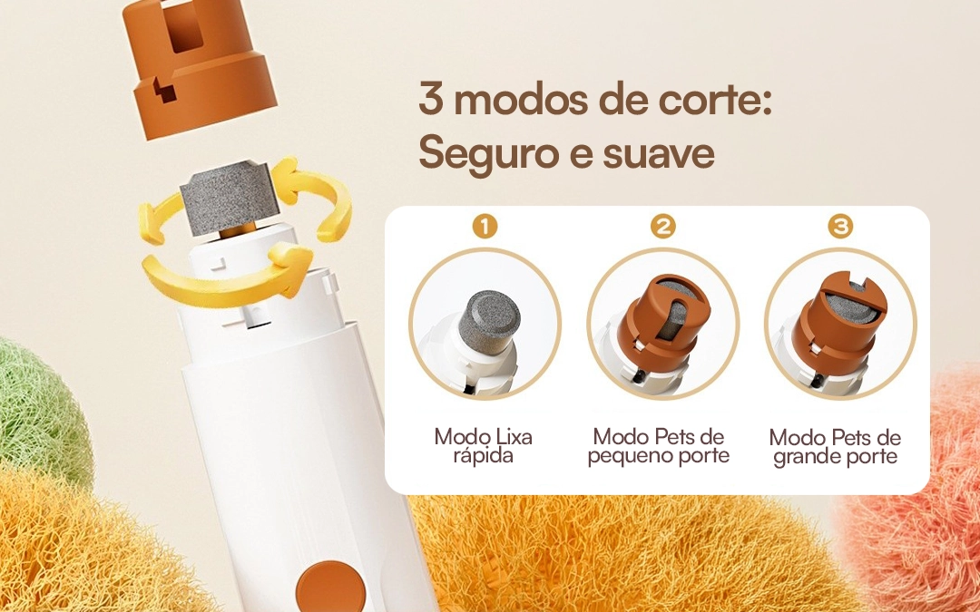 3 modos de corte do Fofú: lixa rápida, pets de pequeno porte e pets de grande porte